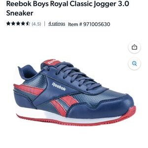 Reebok Kids' Navy and Red Jogger Sneakers